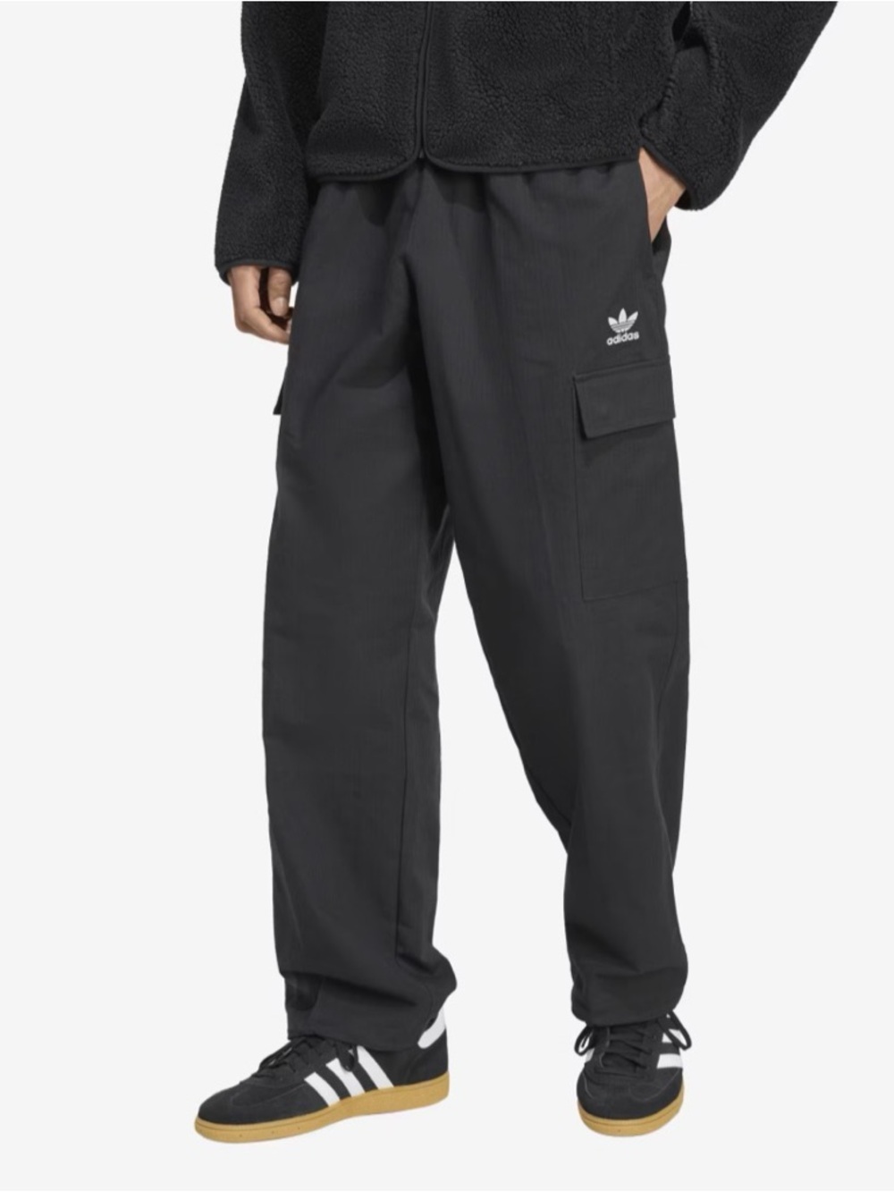 adidas Black Cargo Pants with Trefoil Logo
